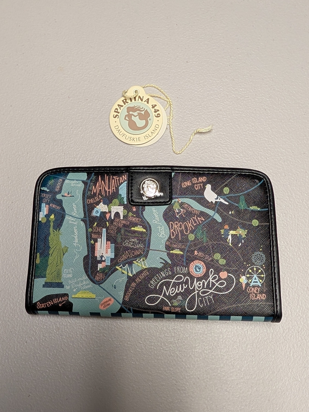 Spartina 449 Black Multi New York Map Zip Wallet